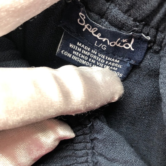 Splendid Linen Blend Crop Pants Womens L Navy Wide Leg High Rise Pull On - Picture 3 of 10